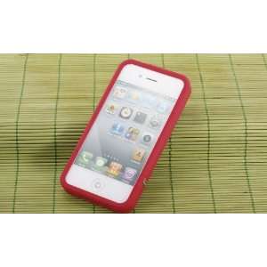For Apple iPhone 4 4S Invisible LCD Screen Prot. Red Hard Case Shield 