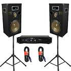 15 DJ PA Speakers Stands Amp Cables Set New 1400 Watts TRAP15SET2 
