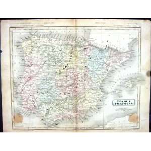  Butler Antique Map 1851 Spain Portugal Ibiza Minorca Majorca 