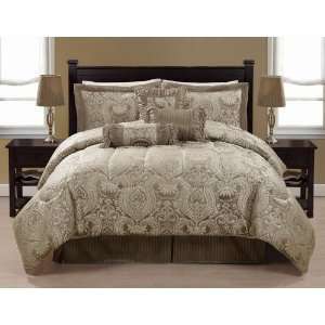  7Pcs Cal King Taupe Astoria Bedding Comforter Set