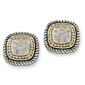  Sterling Silver and 14k 1/10ct Diamond Post Earrings 