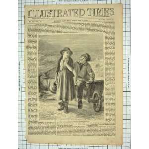  1860 Loiterers Man Lady Water Jug Cart Romance Print