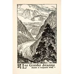  1927 Lithograph Les Grandes Jorasses Landscape Mountain 