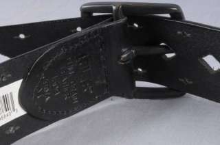 LEVIS Black Leather Embossed Buckle Belt Ladies sz M  