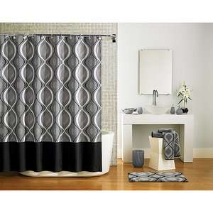  Lexxi Grey Modern Geometric Fabric Shower Curtain