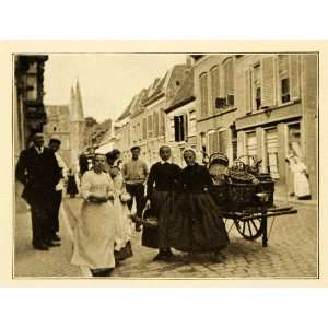  1911 Print Kampen Holland Streetscape Market Cart Women 