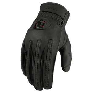  Icon Rimfire Leather Motorcycle Glove Black MD Automotive