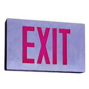   Die Cast Exit Sign, Self Diagnostic, Brushed Aluminum with Red Letters