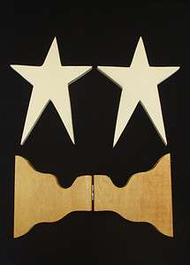 Wooden Star Curtain Rod Brackets White Hand Crafted  