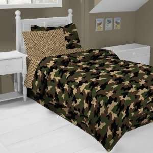   Camo Seven Piece Full Bed Set in Khaki 