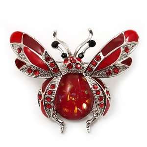  Large Enamel Bug Brooch (Red): Jewelry