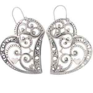 Lace Design Half Heart Shape Stainless Steel Dangle Earring