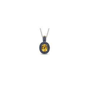 ZALES Oval Citrine and Lab Created Multi Color Sapphire Frame Pendant 