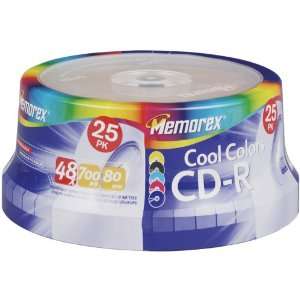   MEMOREX 04627 80 MINUTE COOL COLORS CD RS (25 CT SPINDLE) Electronics