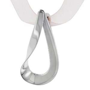   Esposito 925 Silver Pendant with Pink Organza Ribbon Necklace Jewelry