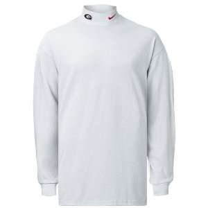   Adult College White Long Sleeve Mock Collar Shirt: Sports & Outdoors