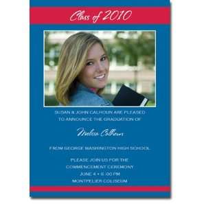   Graduation Invitations (Double Band   Red & Blue with Photo): Health