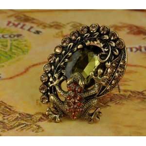  Vintage Style Cute Charm Frog Ring with Acrylic Diamond 