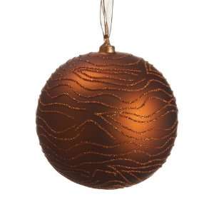  4.75 Wood Grain Pattern Glass Ornament Copper Brown (Pack 