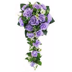    Lavender Silk Rose Cascade   Wedding Bouquet 