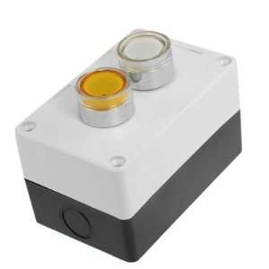   220V Yellow White Indicator Light Momentary Push Button Station Switch