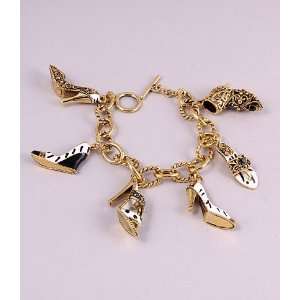   Jewelry Charm Bracelet with Shoes Pattern Gold 