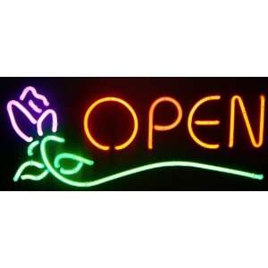   : Neon Open Sign with Rose Flower with Multi Colors: Everything Else