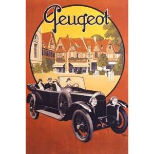PEUGEOT CAR FRANCE FRENCH VINTAGE POSTER CANVAS REPRO  