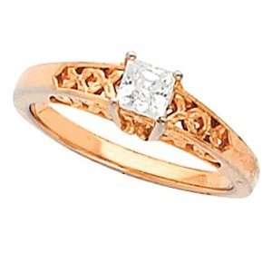  14K Rose Gold Diamond Solitaire Engagement Ring   0.40 Ct 