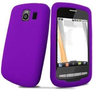 iNcido Brand LG Vortex VS660 Cell Phone Solid Purple Silicon Skin Case