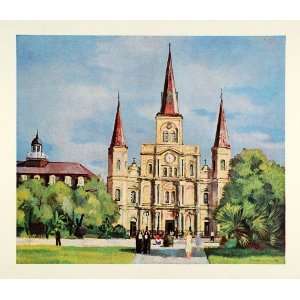 1945 Print Cathedral St Louis Vieux Carre New Orleans Louisiana Nuns 