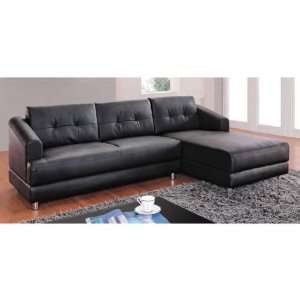   Piece Blended Leather Sectional Sofa in Black 3627 BK