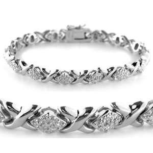   and 0.015 ctw Diamond XOXO Hugs and Kisses Link Bracelet Jewelry