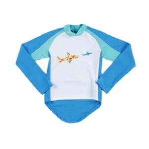   SCHOOL UV Beach & Bike Shirt Long Sleeve Size 8 White & Blue Baby
