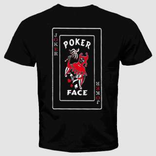poker Joker face gamebling bet casino T shirt luck cool  