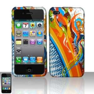  For iPhone 4 (AT&T) Rubberized Design Cover   Orange 