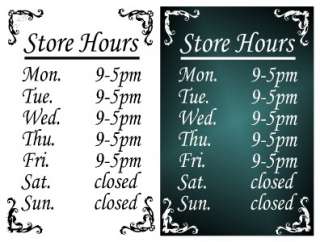 Store Hours Sign/ Vinyl Decal Large for Door or Window  