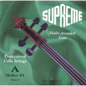  Super Sensitive Supreme Cello Strings A, Medium 4/4 Size 