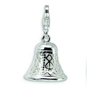  Sterling Silver Polished Movable Bell W/Lobster Clasp 