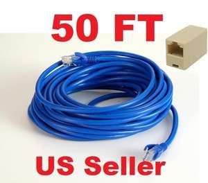 50 FT CAT5 CAT5E RJ45 Network LAN Patch Ethernet Cable +Joiner 