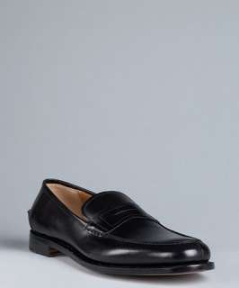 Salvatore Ferragamo black leather Gerard penny loafers