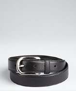 Prada black leather rectangle buckle belt style# 319112101