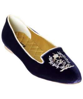 Dolce & Gabbana royal blue velvet embroidered flats   up to 70 