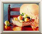 Signed Still Life Fruit Sweet Pear Oil Painting on canvas 20