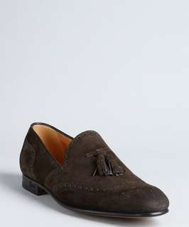 Gucci chocolate brown suede tassel loafers