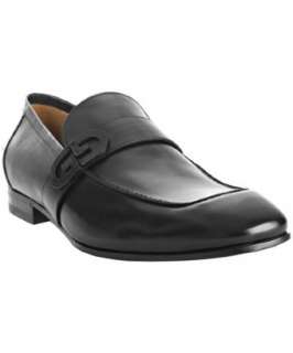 Gucci black leather G detail loafers  