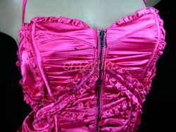 BEBE Ruffle Corset Bustier Tube Tank Top Pink Hearts Valentine XXS 0 2 