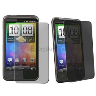 Black Hybrid Case+Car Charger+Cable+Privacy Film For HTC Inspire 4G 