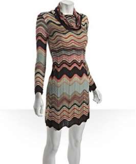 Missoni brown wave stripe wool blend cowl neck dress  BLUEFLY up to 