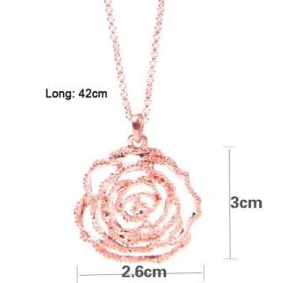   Classic Trendy Charming Hollow Camellia & Rose Flower Pendant Necklace